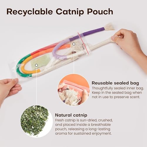 Potaroma Cat Toys Chew Ropes 3Pcs with Refillable Natural Catnip