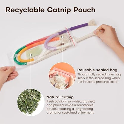 Potaroma Cat Toys Chew Ropes 3Pcs with Refillable Natural Catnip