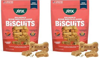 Jinx Dog Biscuits, Oven-Baked Dog Treats with Salmon Bone Broth, 16oz