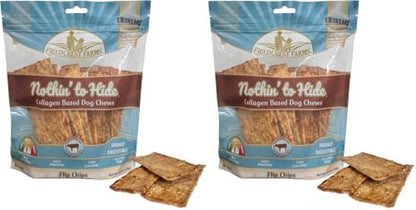 Fieldcrest Farms Nothin to Hide Flip Chips Dog Chews - Natural Rawhide Alternative Treats for Dogs, Collagen Based Snack for Moderate Chewers Up to 35lbs, Beef Flavor (Pack of 2)