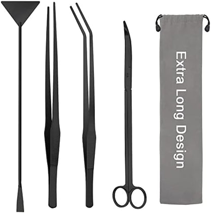 15" Aquarium Aquascape Tools Kit 4P Stainless Steel Aquascaping Set