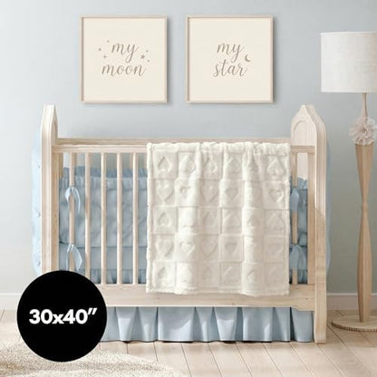 Americanflat 30x40 Jacquard Kids Throw Blanket - Soft and Breathable Mini Fleece Throw Blanket for Couch, Bed, Chair - Fleece Blankets Perfect for Home, Bedroom, or Outdoor - Heart Design in Cream
