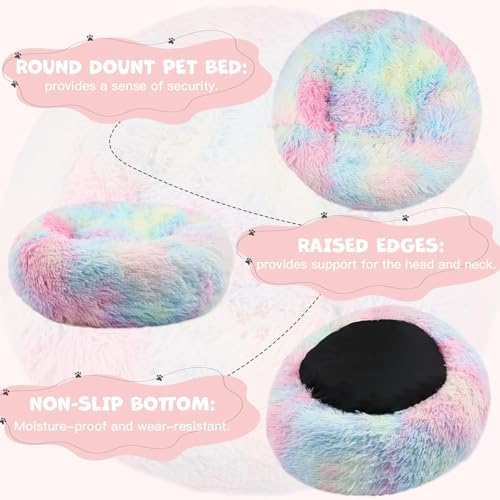 Himax 26in Covered Dog Bed with Blanket Attached Calming Burrow Light Grey