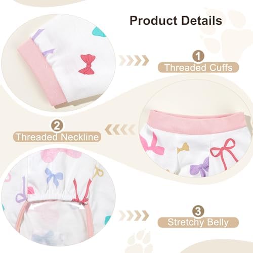 Bienbee Dog Pajamas, 4 Pack Adjustable Onesies for Small to Large Dogs M
