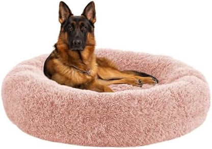 Calming Dog Bed Anti-Anxiety Donut Dog Beds for Small Medium Large Dogs,Washable Plush Fluffy Indoor Cat Kitten Round Cuddler Cushion (Pink, XX-Large)