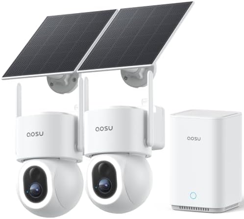 aosu D1 Max, 2-Cam Kit, 4K Solar Security Cameras System Wireless Outdoor