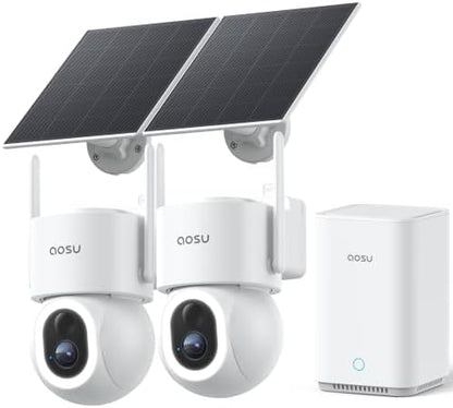 aosu D1 Max, 2-Cam Kit, 4K Solar Security Cameras System Wireless Outdoor