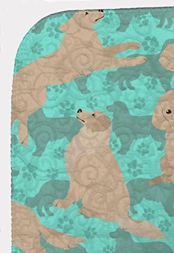 Caroline's Treasures MLM1078LQB Cream Golden Retriever Quilted Blanket 50x60 Artwork Pattern Quilted Throw Blanket for Bed, Couch, Sofa, Soft and Lightweight