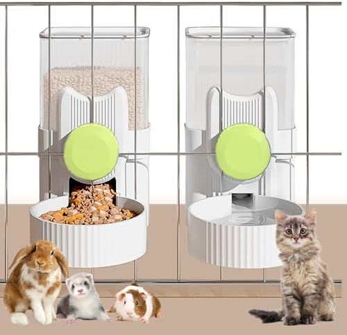 kathson Rabbit Feeder for Cage,Bunny Water Bottle,Pet Food Dispenser,Green