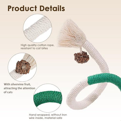 30 X 20 Inch Leaf Shaped Cotton Cat Bed Pad + 3 PCS Cotton Rope Cat Toys for Indoor Cats