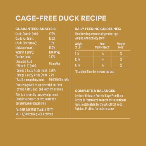 Instinct Ultimate Protein Dry Cat Food, Cage Free Duck, 4 lb. Bag