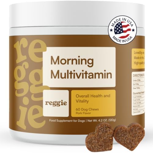 Reggie Morning Multivitamins for Dogs | Daily Dog Vitamin Chews with Vitamins & Minerals for Immunity, Heart, Skin, Coat, Joints & Digestion | Vet-Approved, Natural Dog Supplement | 60 Soft Chews