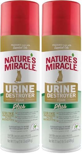 Nature's Miracle Urine Destroyer Plus for Cats, Enzymatic Formula for Severe Cat Urine Stains, 17.5 oz (Pack of 2)