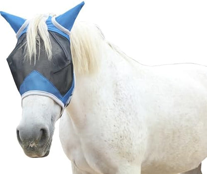 Horse Fly Mask with Ears, Breathable Fine Mesh Royal Blue Pony