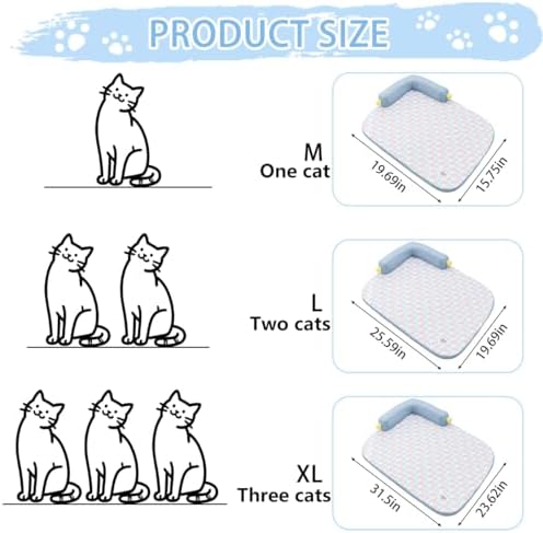 All-Season Ice Fabric Cat Bed with Cushioned Pillow Washable Mat for Pets