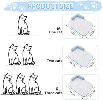 All-Season Ice Fabric Cat Bed with Cushioned Pillow Washable Mat for Pets