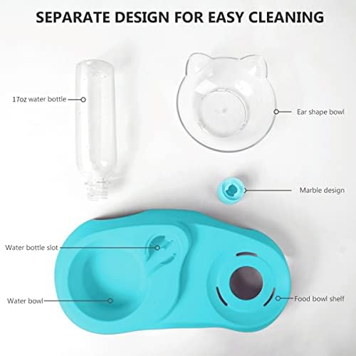 MILIFUN Double Dog Cat Bowls - Pets Water and Food Bowl Set, 15°Tilted Water and Food Bowl Set with Automatic Waterer Bottle for Small or Medium Size Dogs Cats