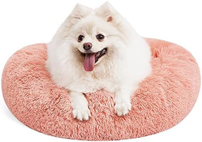MIXJOY Orthopedic Dog Bed Comfortable Donut Cuddler Round Pet Beds Ultra Soft Washable Dog and Cat Cushion (20''/23''/30'') (23'', Pink)