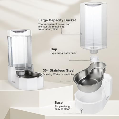 Sfozstra 8L Gravity Dog Water Dispenser:Stainless Steel Bowl