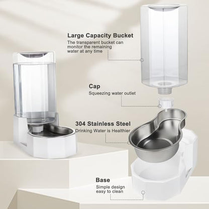 Sfozstra 8L Gravity Dog Water Dispenser:Stainless Steel Bowl