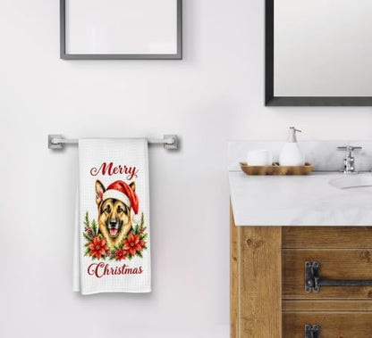 Christmas German Shepherd Kitchen Dish Towels Dishcloth 16x24 Inches