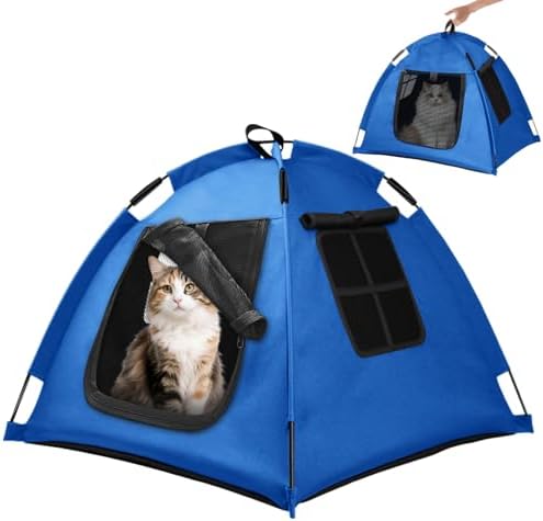 Portable Pet Tent, Full-Enclosure Zippered Mesh, Indoor & Outdoor