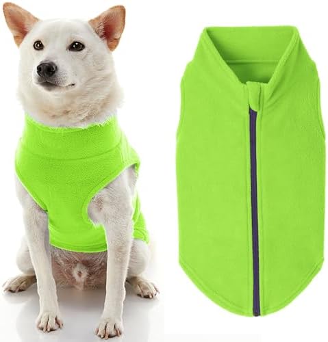Gooby Zip-Up Fleece Dog Sweater, Lime, 3X-Large