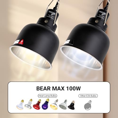 WACOOL TERRA Reptile Light Fixture 2 Pack, 5.5 in Deep Dome Reptile Heat Lamp Fixture, Optical Reflection Terrarium Light Fixture for Reptile UVB UVA Heat Basking Bulbs