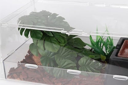 Fake Monstera Reptile Terrarium Plants for Ball Python Snake Gecko