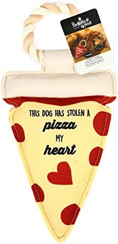 Pavilion Gift Company Stolen A Pizza My Heart Dog Toy, 13", Yellow, Dogs, Medium- Large Breeds