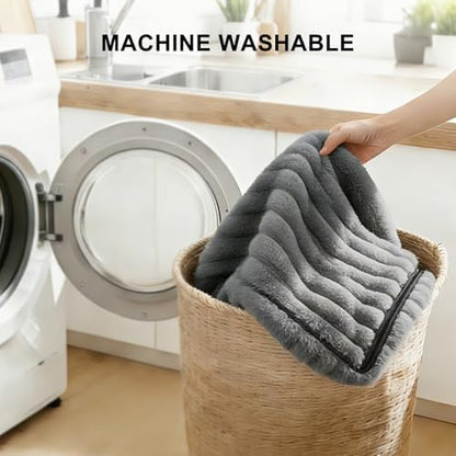 FURTIME Dog Beds Large Sized Dog, Washable Orthopedic Pet Bed with Removable Cover, Rectangle Soft Calming Sleeping Puppy Bed Durable Pet Cuddler with Anti-Slip Bottom, Grey, L(36"x27"x8")