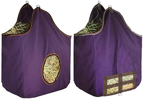 Derby Originals Large 24 OZ Canvas Horse Hay Bag 2 Sided Combo Design X Wide Gusset and 6 Month Warranty