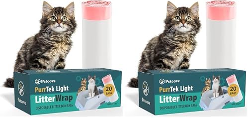 PurrTek Light Cat Litter Box Liners — LitterWrap Drawstring Bags for Automatic & Self-Cleaning Litter Boxes | Precision Fit, Jumbo Heavy-Duty, Leak-Proof, Unscented Odor Control, Replacement Refills