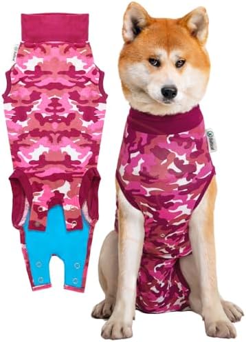 Suitical Recovery Suit for Dogs | Spay and Neutering Dog Surgery Recovery Suit for Male or Female | Soft Fabric for Skin Conditions | XL | Neck to Tail 29.1”-32.3” | Pink Camouflage