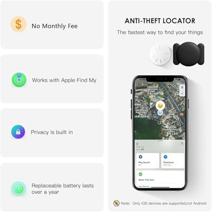 GPS Tracker for Vehicles, Real Time MINI Tracker Device for Vehicles, Magnetic Car Tracker Work with Find My (iOS Only), No Monthly Fee, Waterproof Vehicle Tracker