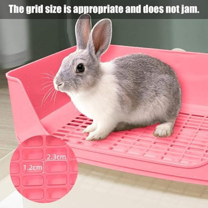 kathson Large Rabbit Litter Box Trainer, Potty Corner Toilet with Drawer Bigger Pet Pan for Adult Hamster, Guinea Pig, Ferret, Galesaur, Bunny and Other Animals (Pink)