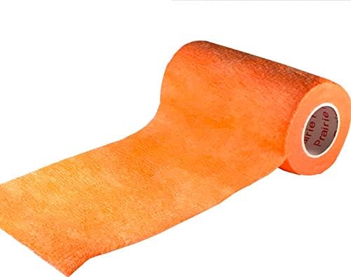 3 Inch Vet Wrap Tape Bulk (Orange) (Pack of 6) Self Adhesive Adherent Adhering Flex Bandage Grip Roll for Dog Cat Pet Horse