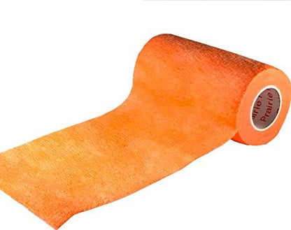 3 Inch Vet Wrap Tape Bulk (Orange) (Pack of 6) Self Adhesive Adherent Adhering Flex Bandage Grip Roll for Dog Cat Pet Horse
