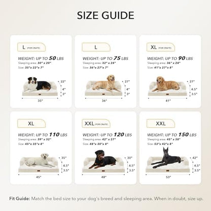 Waterproof Orthopedic Dog Bed for Extra Large Dogs, 48x30in, Beige