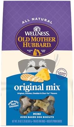 Wellness Old Mother Hubbard Classic Original Mix Dog Biscuits, Natural Training Treats, 4 Flavors, Mini Size, 20 oz Bag