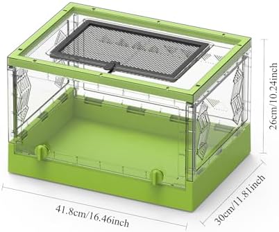 Large Portable Reptile Tank with Multi-Observation Perspective Foldable and Bottom Pulley, Ideal Habitat for Gecko, Frog, Spider and so on (Green Extra Large)