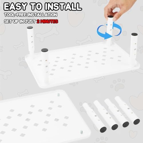 2 Pack Cat Food Stands, White Adjustable Stand for Cats & Dogs