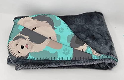 Caroline's Treasures MLM1034TBLT Old English Sheepdog Soft Travel Blanket with Bag Airplane Blanket, Indoor Outdoor Camping Blanket for Traveling, Picnics, Beach Trips, Concerts