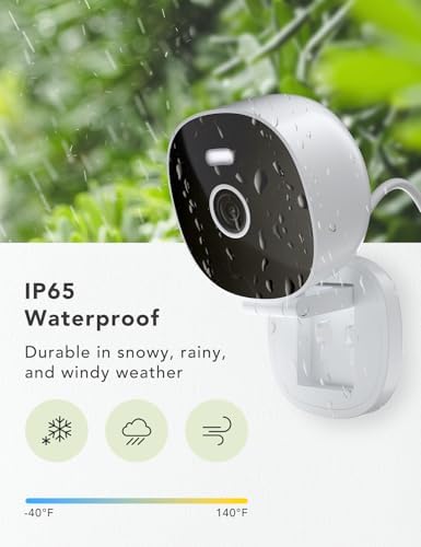 2K Wired Security Camera, Indoor/Outdoor for Home, Pet, Baby, Nanny, IP65 Waterproof Color Night Vision, White Light & Siren, Recording, Motion Detection, Works with Alexa,Plug in, White-4P