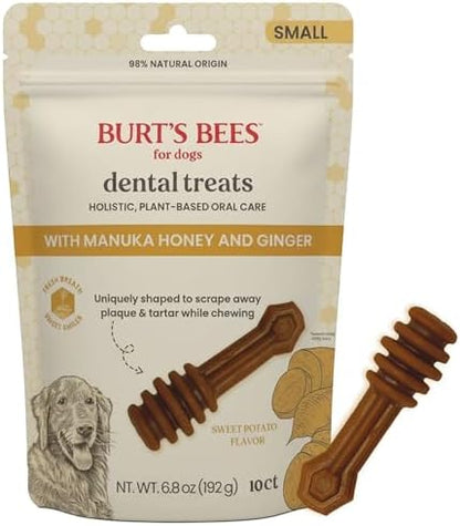 Burt's Bees Manuka Honey Ginger Dental Dog Treats, Sweet Potato, Small