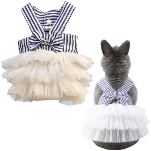 Bunny Dress Rabbit Tutu Skirt Holiday Outfit for Ferret (White,XS)