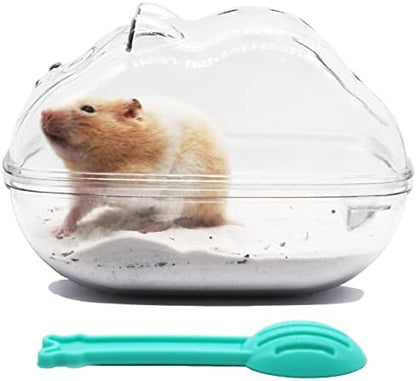 Hamster Sand Bath Container, Hamster Sand Bath Box, Hamster Sand Bathtub with Cleaning Scoop, Big Space, Easy to Clean, Avoid Bath Sand Out, Perfect for Dwarf Hamster (Medium)