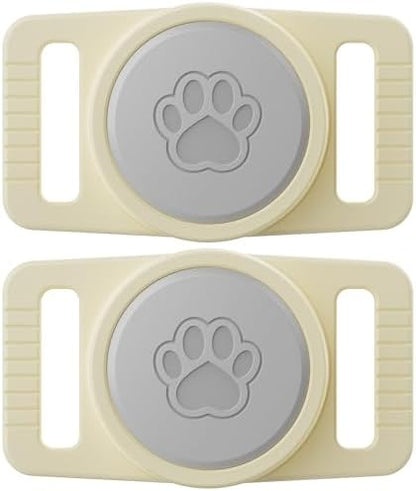 GOCII for Airtag Dog Collar Holder 2 Pack,Waterproof Dog Collar Holder for Apple AirTag(Gen 1 & 2),Silicone Air Tags Case for Dog Collars(Beige & Gray)
