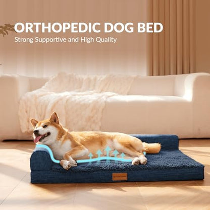 Patas Lague Orthopedic Large Dog Bed Washable Pet Sofa Bed 42X28 Navy Blue
