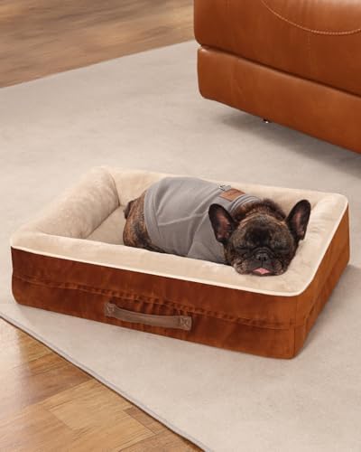 Upvilla Orthopedic Dog Bed, Four-Sided Small Dog Sofa, Washable Cover Brown